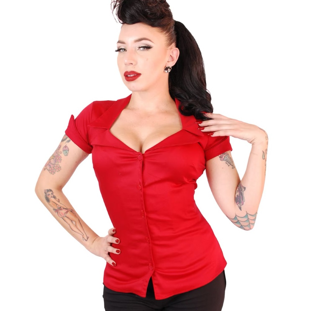 Custom Tailored Pinky Pinups blouse XL